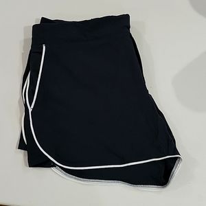 Athleta shorts, black with white piping, size 14